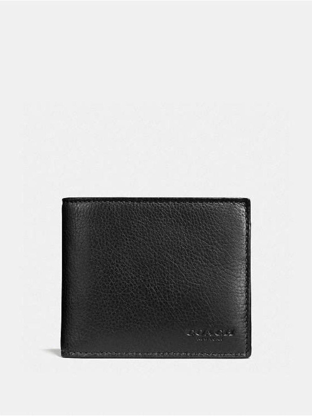 NWT Coach 3 way Black Pebbled Leather Bifold Wallet